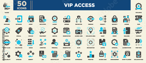 VIP Access Icon Set Blue Grey Glyph