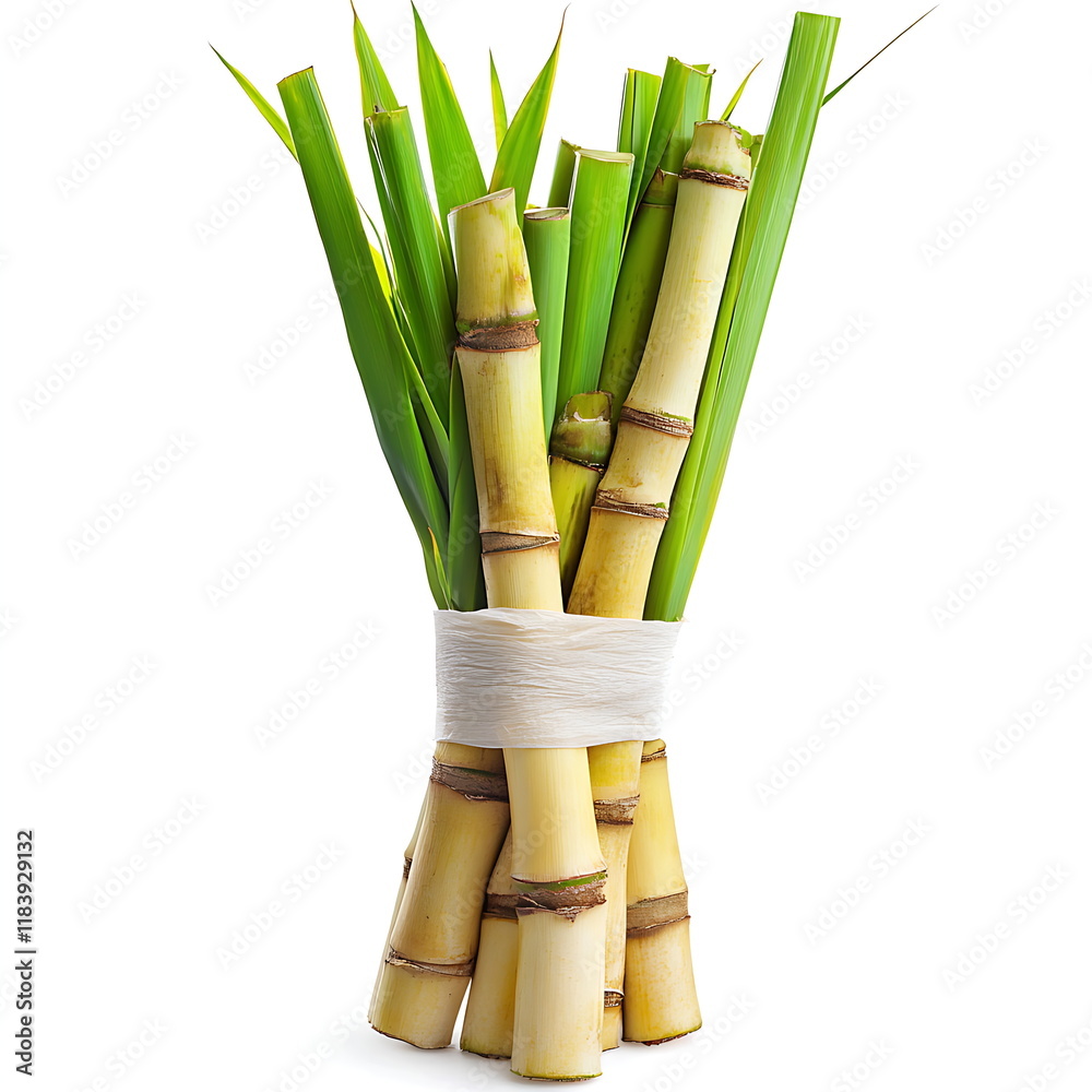 Fototapeta premium Bamboo or sugar cane isolated on a white background
