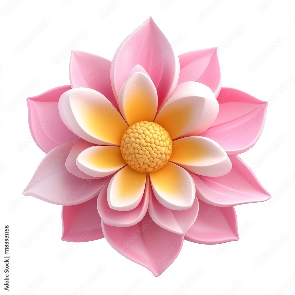 Fototapeta premium Beautiful Pink Lotus Flower with Soft Petals and Yellow Center