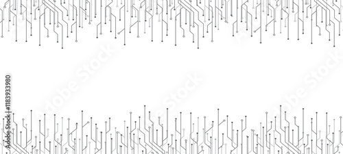 Circuit board electronics digital technology banner. Abstract technology background. Tech futuristic circuit board abstract banner. Vector illustration
