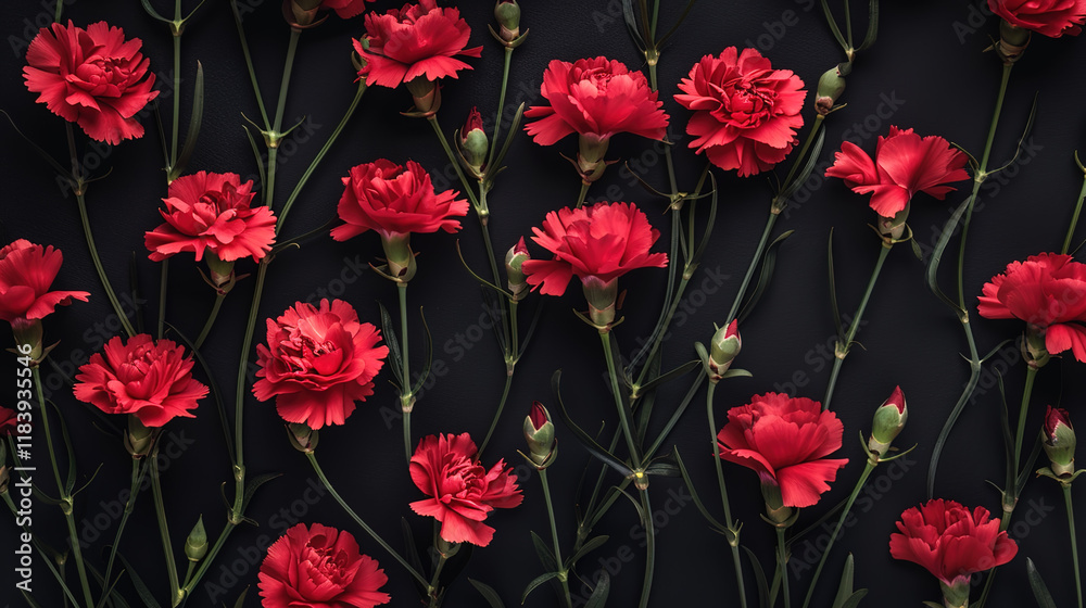 Fototapeta premium Red rose seamless pattern wallpaper