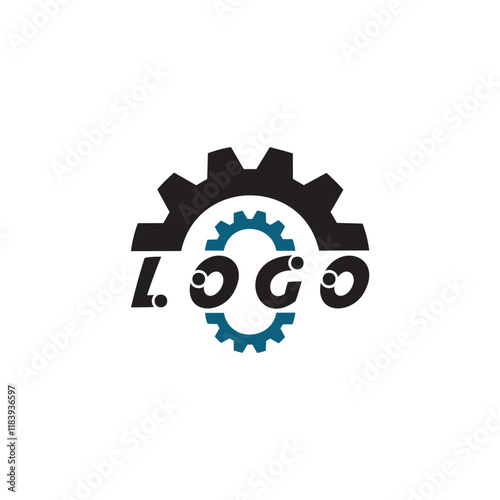 A logo featuring two interlocking gears with the word 
