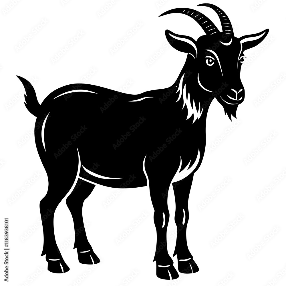 Obraz premium Black Goat Silhouette Vector - Perfect for Creative Projects