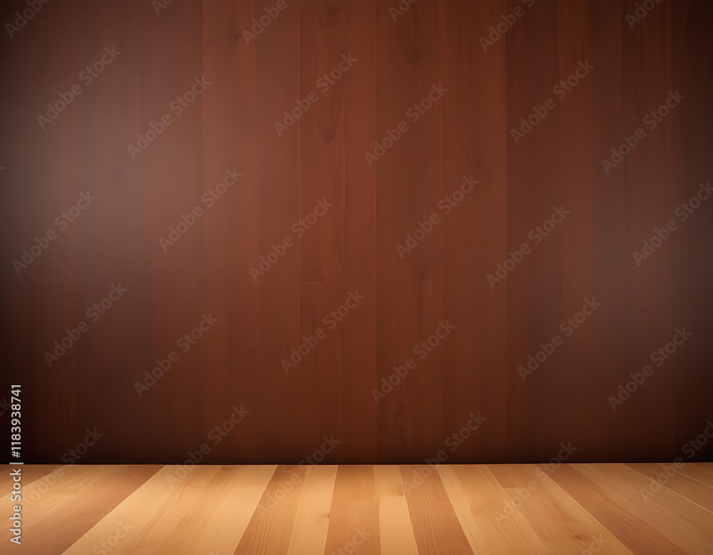 Naklejka premium A polished wood surface with warm lighting accents.