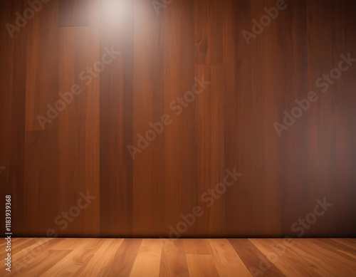A polished wood surface with warm lighting accents.