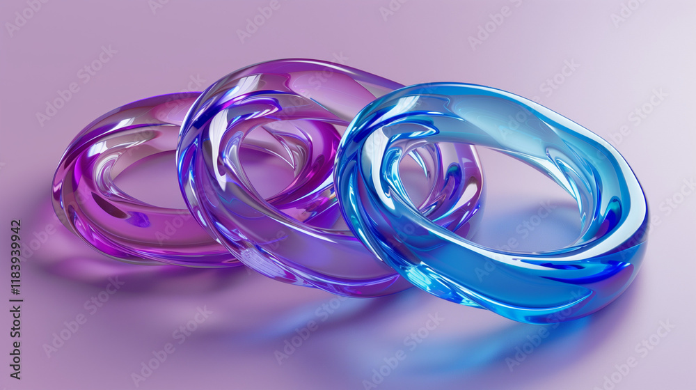 Abstract blue and purple colored rings, 3d render Abstract blue and purple colored rings, 3d render