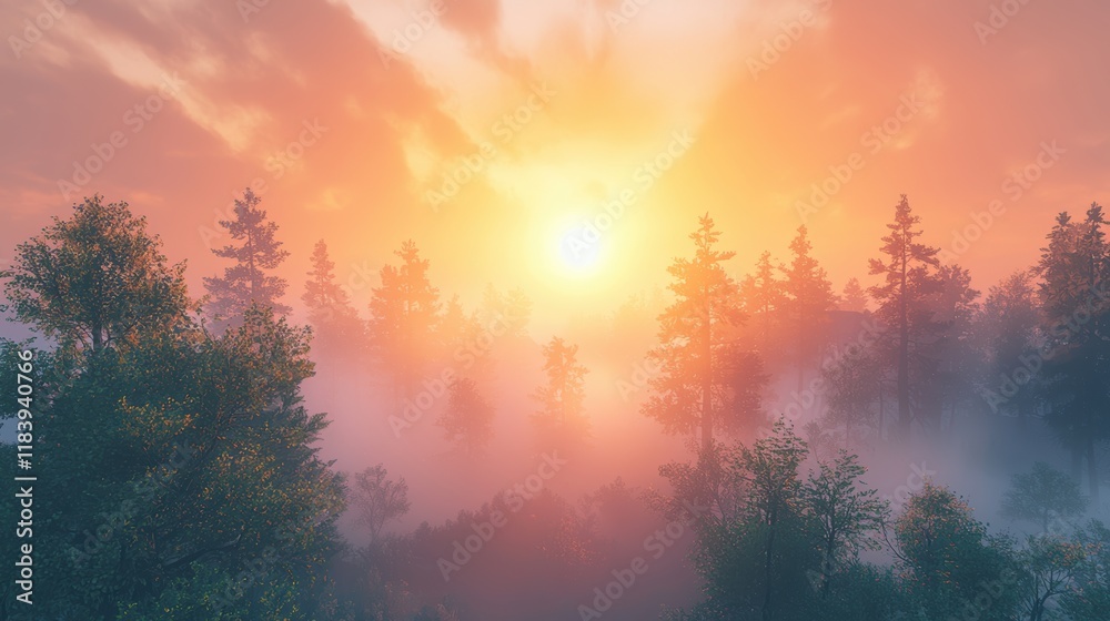 Misty Sunrise in the Enchanting Forest Misty Sunrise in the Enchanting Forest