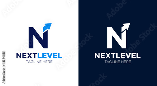 Next Level Logo: Minimalist 'N' and Upward Arrow Representing Financial Growth