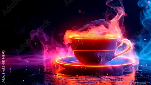 Captivating brew of colors and steam in a mystical cup