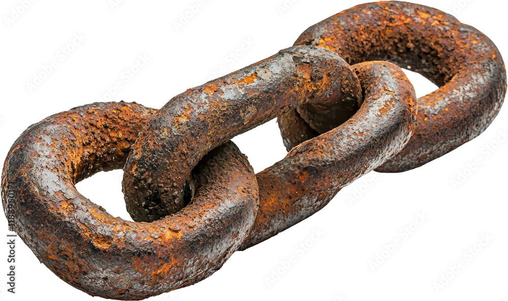 Rusty Chain Link on White Background Isolated on transparent background Rusty Chain Link on White Background Isolated on transparent background