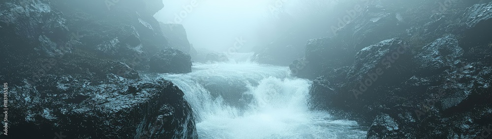 Obraz premium Highland Fog: Mystical Scottish Landscape in Misty Majesty