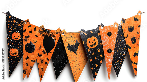 Spooky Halloween Banner with Pumpkins and Bats: Festive Decoration for Autumn Party photo