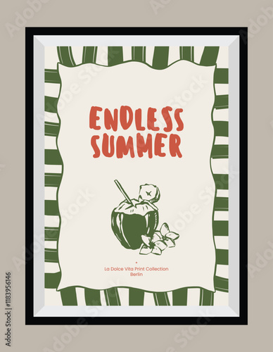Sketch style La Dolce Vita illustrations with an aesthetic quote in a poster frame.