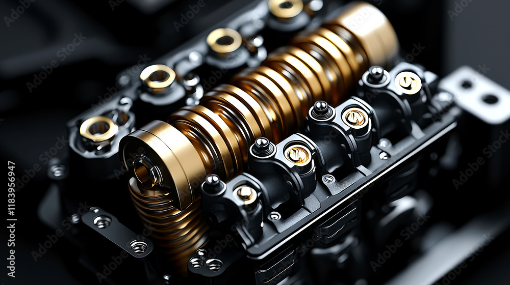 Close-up of a Detailed Engine Mechanism: Precision Engineering and Industrial Design Close-up of a Detailed Engine Mechanism: Precision Engineering and Industrial Design