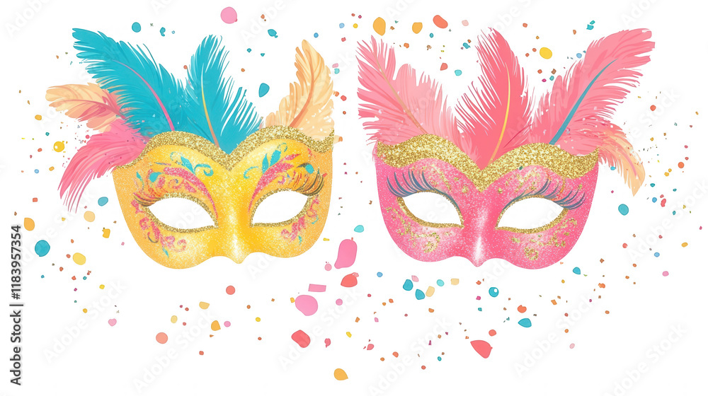 Carnival-Themed Vibrant Masks - Flat Vector, PNG File, Transparent Background, Isolated on White
Carnival-Themed Vibrant Masks - Flat Vector, PNG File, Transparent Background, Isolated on White