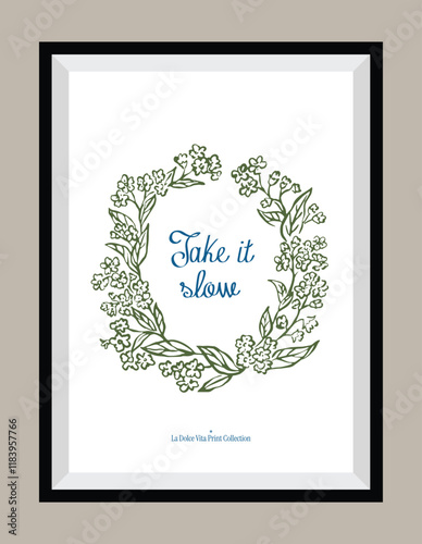 Sketch style La Dolce Vita illustrations with an aesthetic quote in a poster frame.