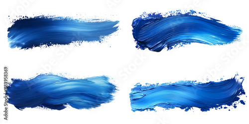 3D glossy blue brush stroke gradient texture isolated on white background 