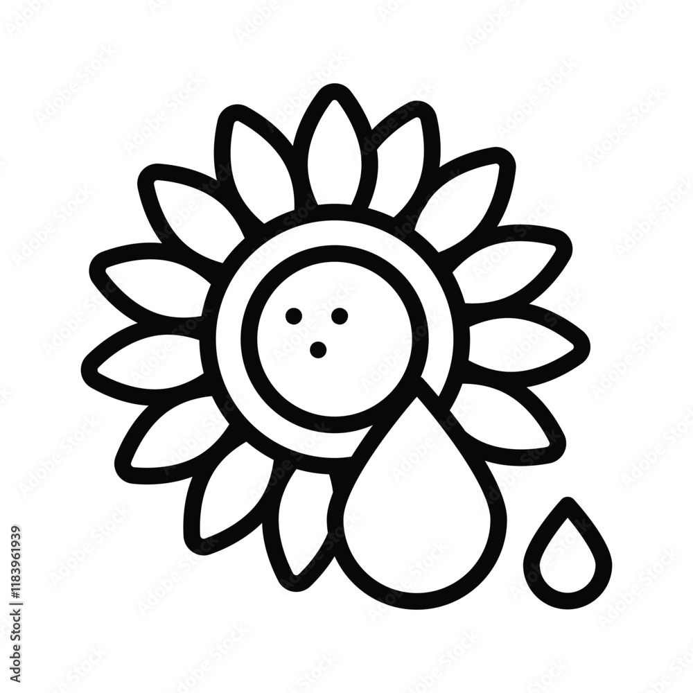 Skincare and massage, icon of sunflower oil in modern style Skincare and massage, icon of sunflower oil in modern style