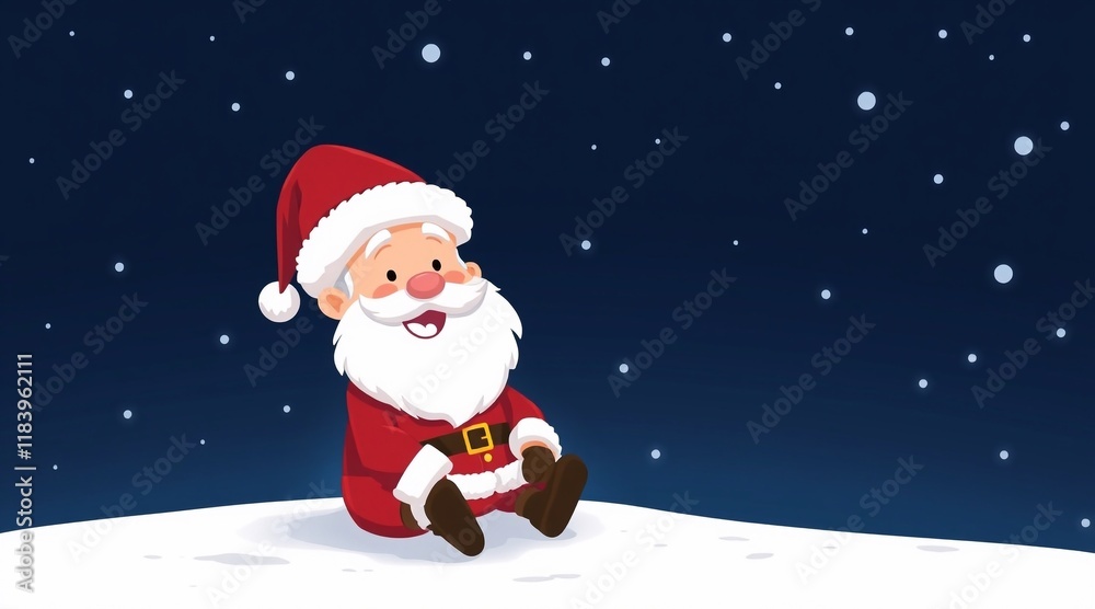 a digital illustration of a cartoon Santa Claus sitting on a snowy ground. a digital illustration of a cartoon Santa Claus sitting on a snowy ground.
