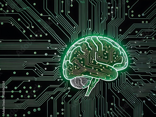 AI brain, an electronic brain, An electronic chip that mimics the human brain