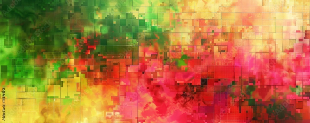 Obraz premium Abstract vibrant geometric fractal shapes on surface of contemporary design express scene of seamless patterns style. Arranging geometry scenery in pattern perfect for wallpaper and background. AIG61.