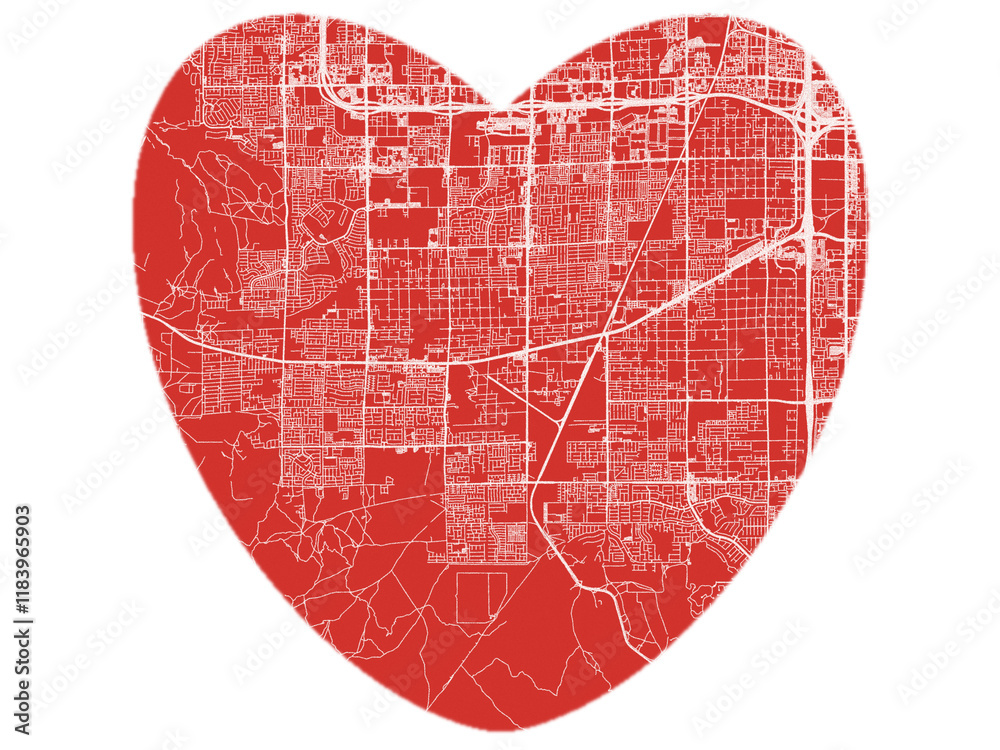 Heart-Shaped Map of Enterprise  Nevada, USA in Bold Red and White Design.