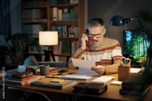 Angry customer calling the customer support