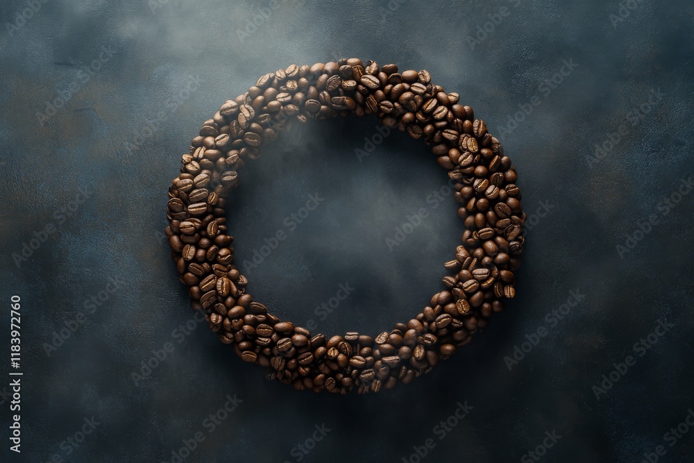 Obraz premium Aromatic Coffee Beans Circle Roasted Coffee Dark Roast Coffee Background