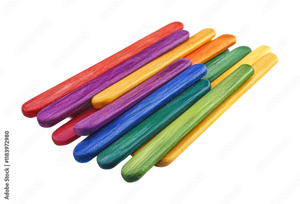 Vibrant rainbow popsicle sticks arrangement studio setting high fidelity bright colors creative concept isolated on transparent background png Vibrant rainbow popsicle sticks arrangement studio setting high fidelity bright colors creative concept isolated on transparent background png