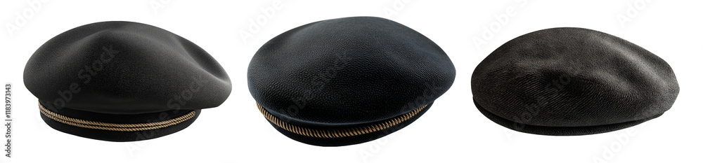 Isolated Flat Caps on Transparent Background for Collection Use