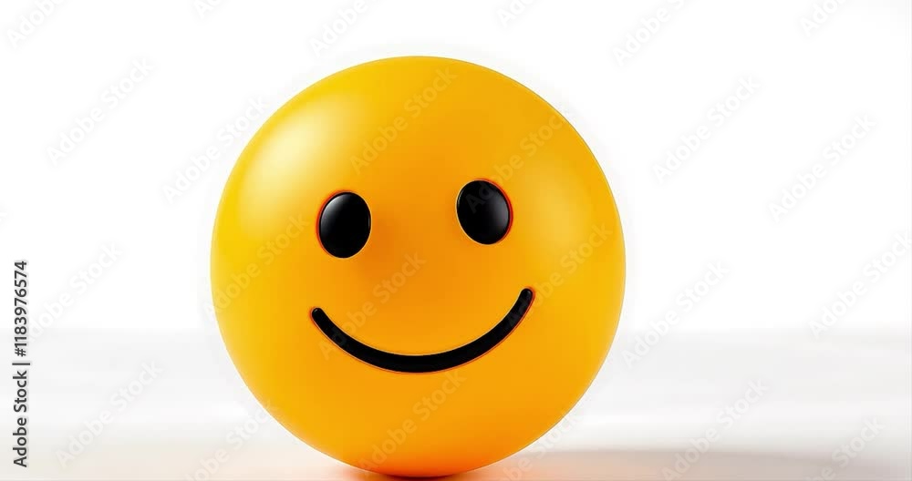 Happy emoticon, studio shot, white background, positive emotion