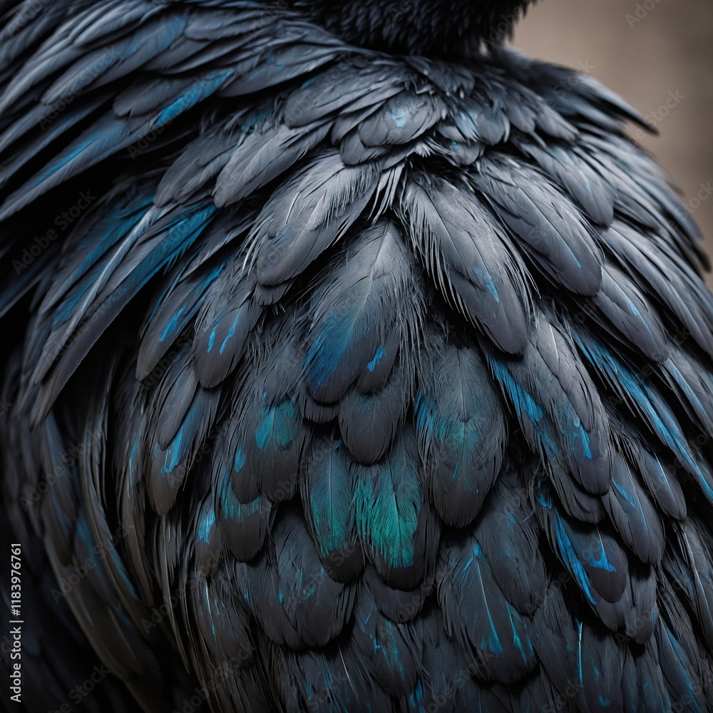 Obraz premium A detailed look at the glossy feathers of a raven.