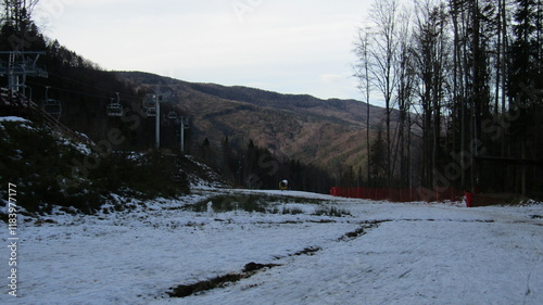 Romania, resort, mountains, Carpathians, recreation, tourism, slopes, rivers, rocks, waterfalls, mineral water sources, spring, ski slope, sculptures, temple, church, architecture, pine trees on the s