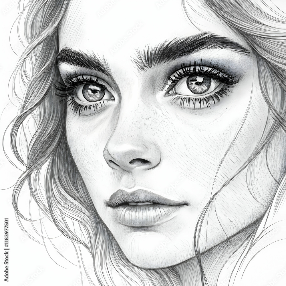 Obraz premium beautiful hand drawn eyes sketch design