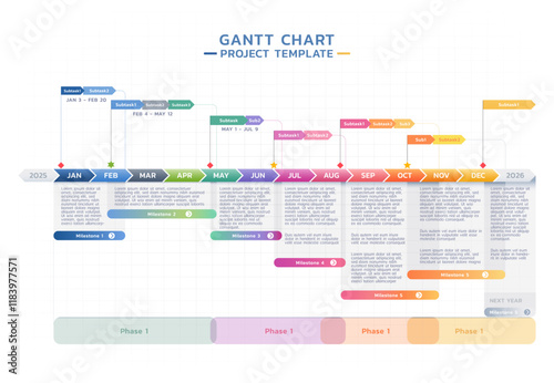 Timeline gantt chart infographic template background