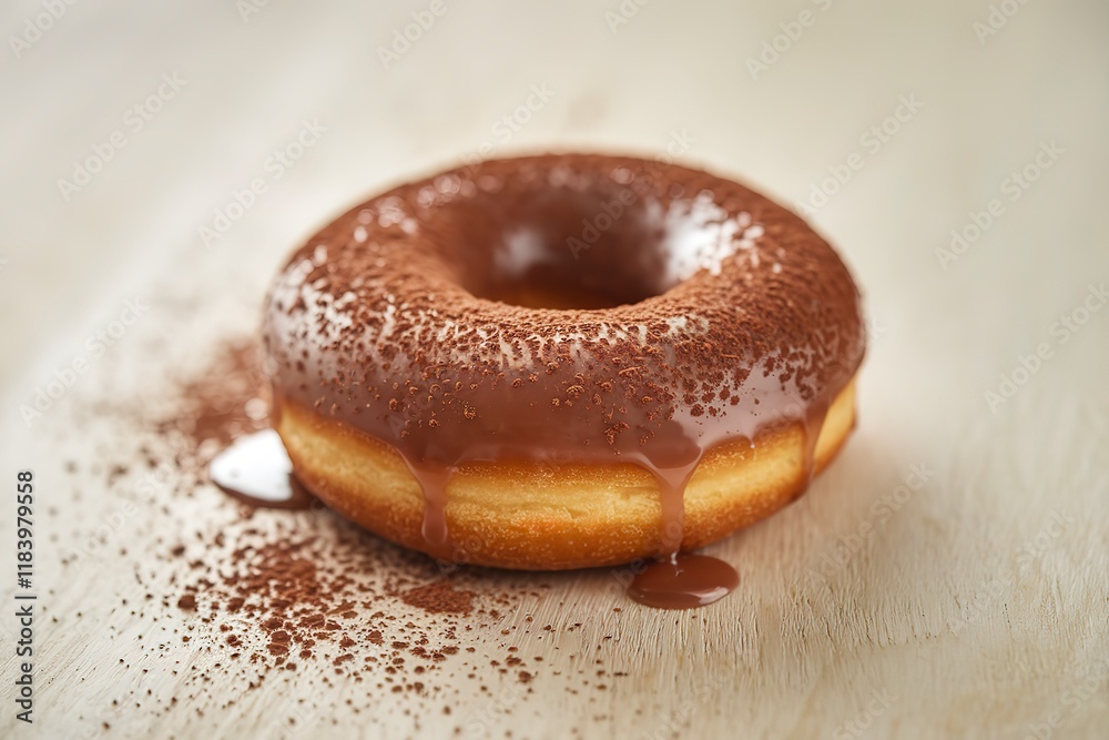A close shot of a fresh, glazed donut A close shot of a fresh, glazed donut