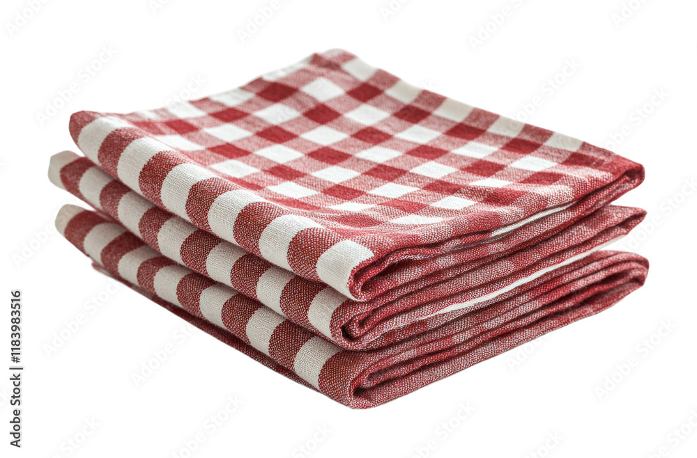 Folded red and white checkered napkin on rustic wooden table table setting food cozy environment top view dining concept isolated on transparent background png Folded red and white checkered napkin on rustic wooden table table setting food cozy environment top view dining concept isolated on transparent background png