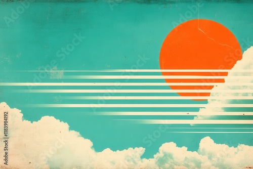 Retro sunset in abstract vintage style