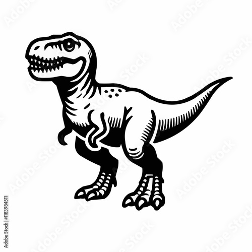 Tyrannosaurus Rex in minimalistischer  Cartoon Illustration