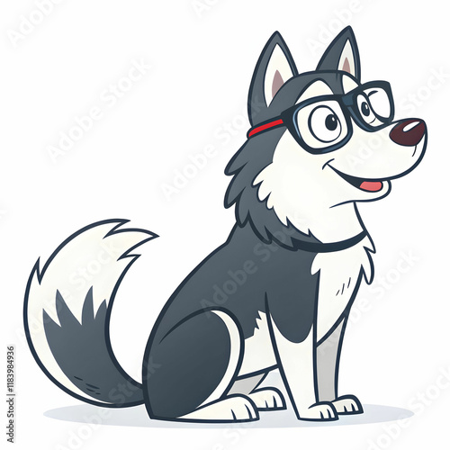 cool husky dog wearing glasses cartoon vector icon photo