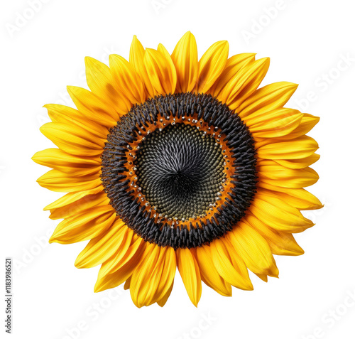 Vibrant sunflower close-up on high fidelity bright environment view nature concept isolated on transparent background png