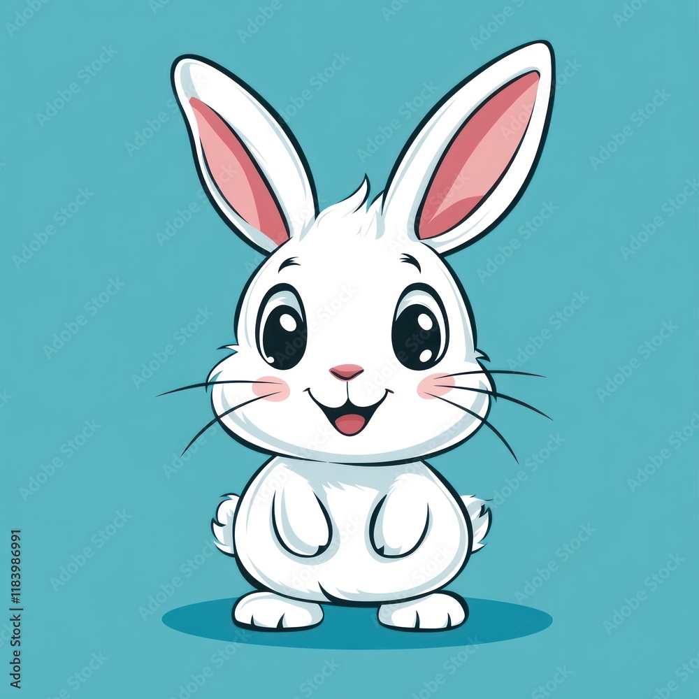 Adorable White Bunny Rabbit Illustration Adorable White Bunny Rabbit Illustration