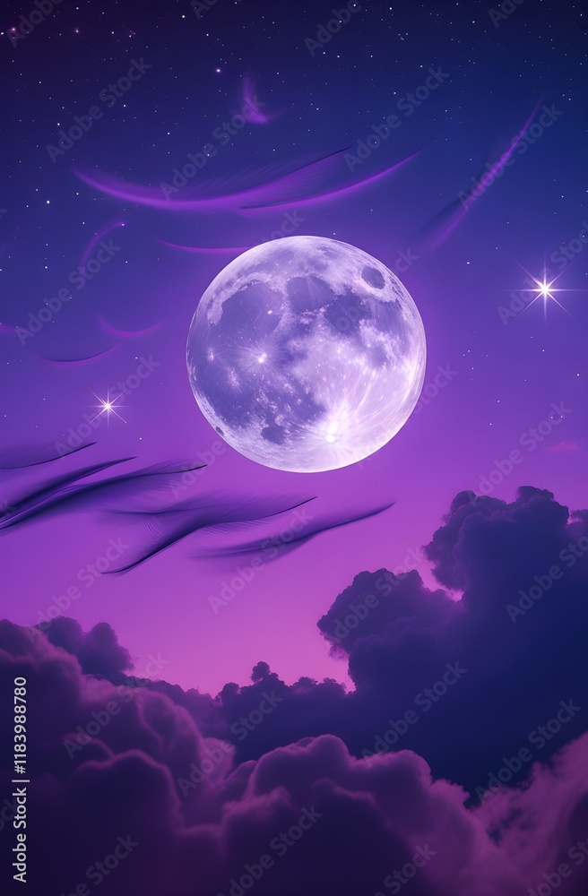 Fototapeta premium Dark Mountain Lake with Full Moon and Brooding Cloudy Sky Phone Wallpaper 