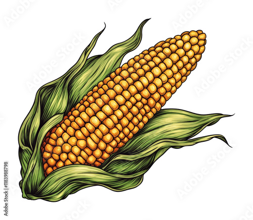 Harvesting fresh yellow corn on cob high fidelity food close-up nature's bounty isolated on transparent background png