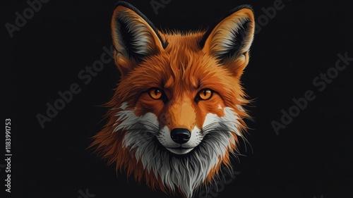 Wallpaper Mural Close-up portrait of a red fox head, detailed and vibrant colors against a dark background.. Torontodigital.ca