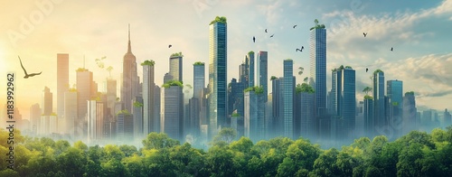 Sustainable Future City Skyline photo