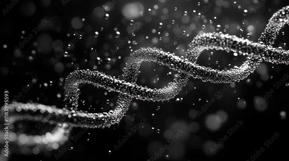 DNA helix, particles, dark background, science, research DNA helix, particles, dark background, science, research