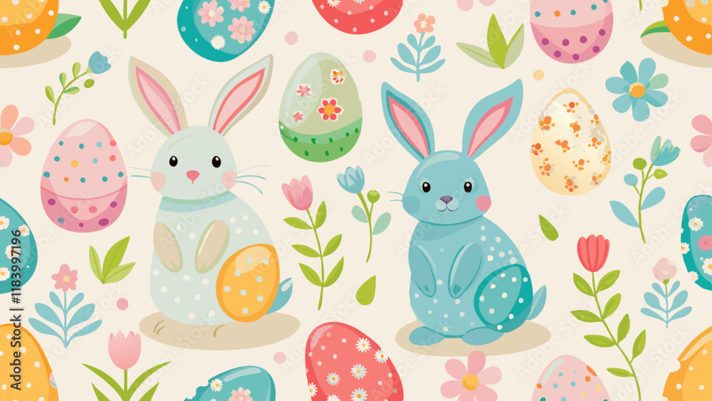 Obraz premium Festive eggs and spring ornaments.