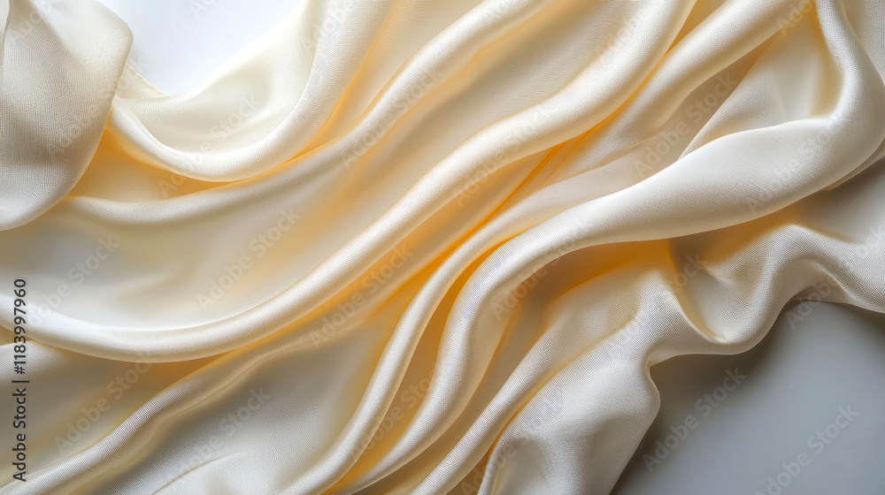 Obraz premium Creamy Silk Fabric Texture: Elegant Drape and Soft Waves Background