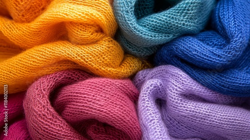 Colorful Knitted Fabric Texture Background Soft Cozy Wool and Cashmere Textures in Vibrant Hues